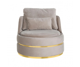 RICHMOND fotel obrotowy KYLIE KHAKI  VELVET beżowy, podstawa złota