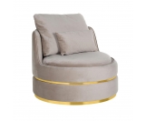 RICHMOND fotel obrotowy KYLIE KHAKI  VELVET beżowy, podstawa złota