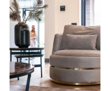 RICHMOND fotel obrotowy KYLIE KHAKI  VELVET beżowy, podstawa złota