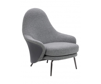 Fotel LOBBY TEDDY szary - stal nierdzewna, czarny opal