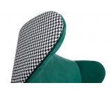 Fotel HAMPTON VELVET ciemny zielony tkanina pepitka biało - czarna