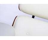 Fotel LOUNGE biały, sklejka orzech - skóra naturalna