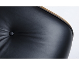 Fotel LOUNGE czarny, sklejka różana - skóra naturalna