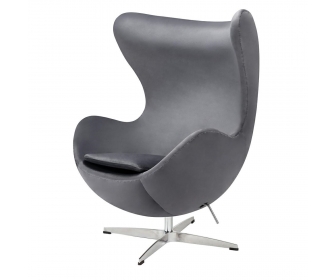 Fotel EGG CLASSIC VELVET ciemny szary - welur, podstawa aluminiowa