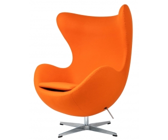 Fotel EGG CLASSIC marchewkowy.38 - wełna, podstawa aluminiowa