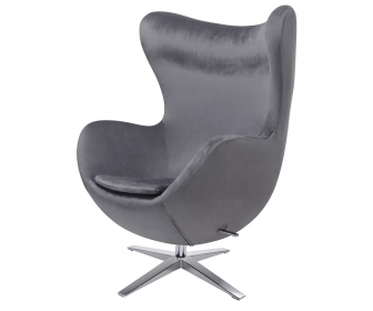 Fotel EGG SZEROKI VELVET ciemny szary. 40 - welur, podstawa stal
