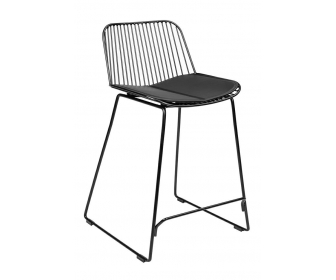 Krzesło barowe MILES czarne 66 cm - metal, ekoskóra