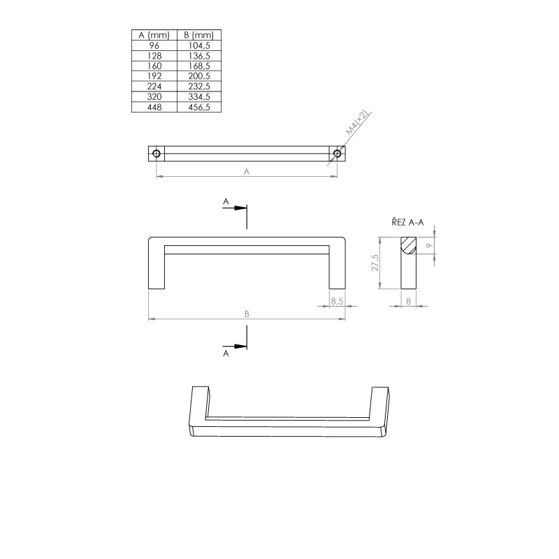 Uchwyt Davide 160 nikiel szlifowany