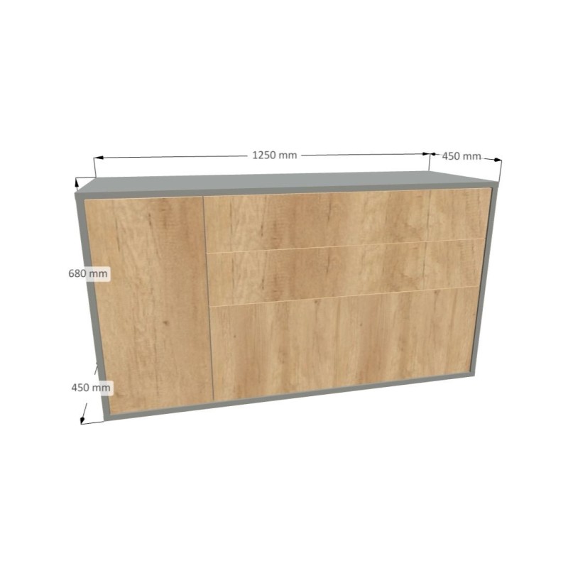 Komoda 1508 SIMPLE lewa 3 szuflady i drzwi le