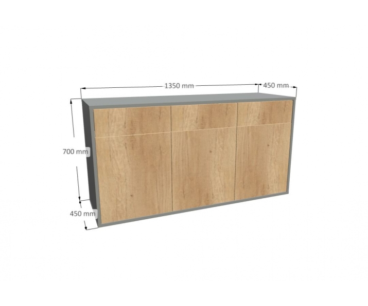 Komoda 1566 z1518a6 SIMPLE Duza 3 drzwi 3 szuflady