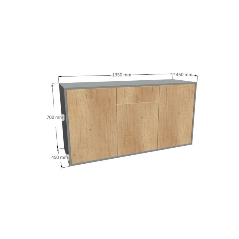 Komoda 1566 z1518a6 SIMPLE Duza 3 drzwi 3 szuflady