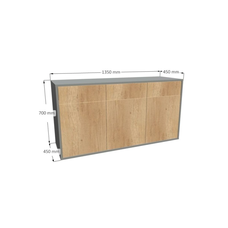 Komoda 1564 z1518a4 SIMPLE Duza 3 drzwi 1 szuflada