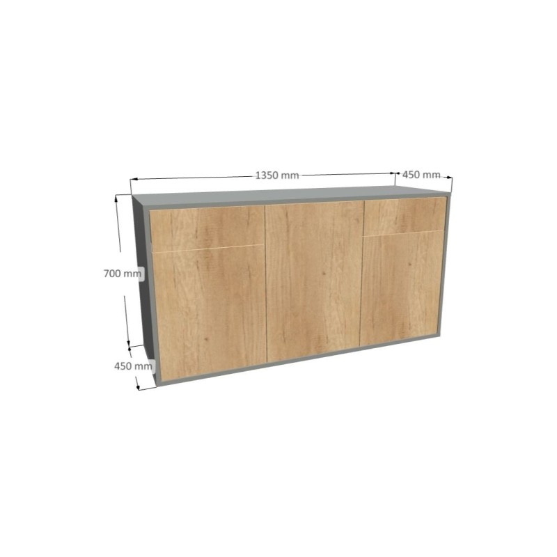 Komoda 1564 z1518a4 SIMPLE Duza 3 drzwi 1 szuflada